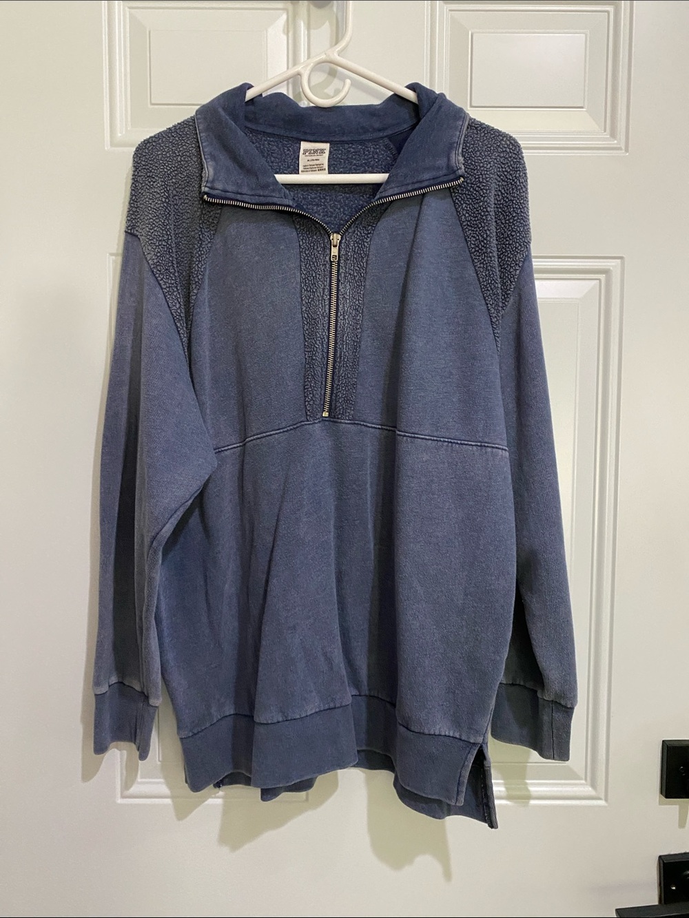 PINK Victoria's Secret Washed Navy Half-Zip Pullover Hoodie